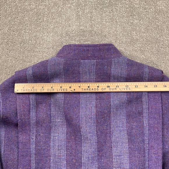 Triona Ireland Jacket Women Large Purple Stripe Tweed Ardara Donegal Coat - Picture 9 of 11